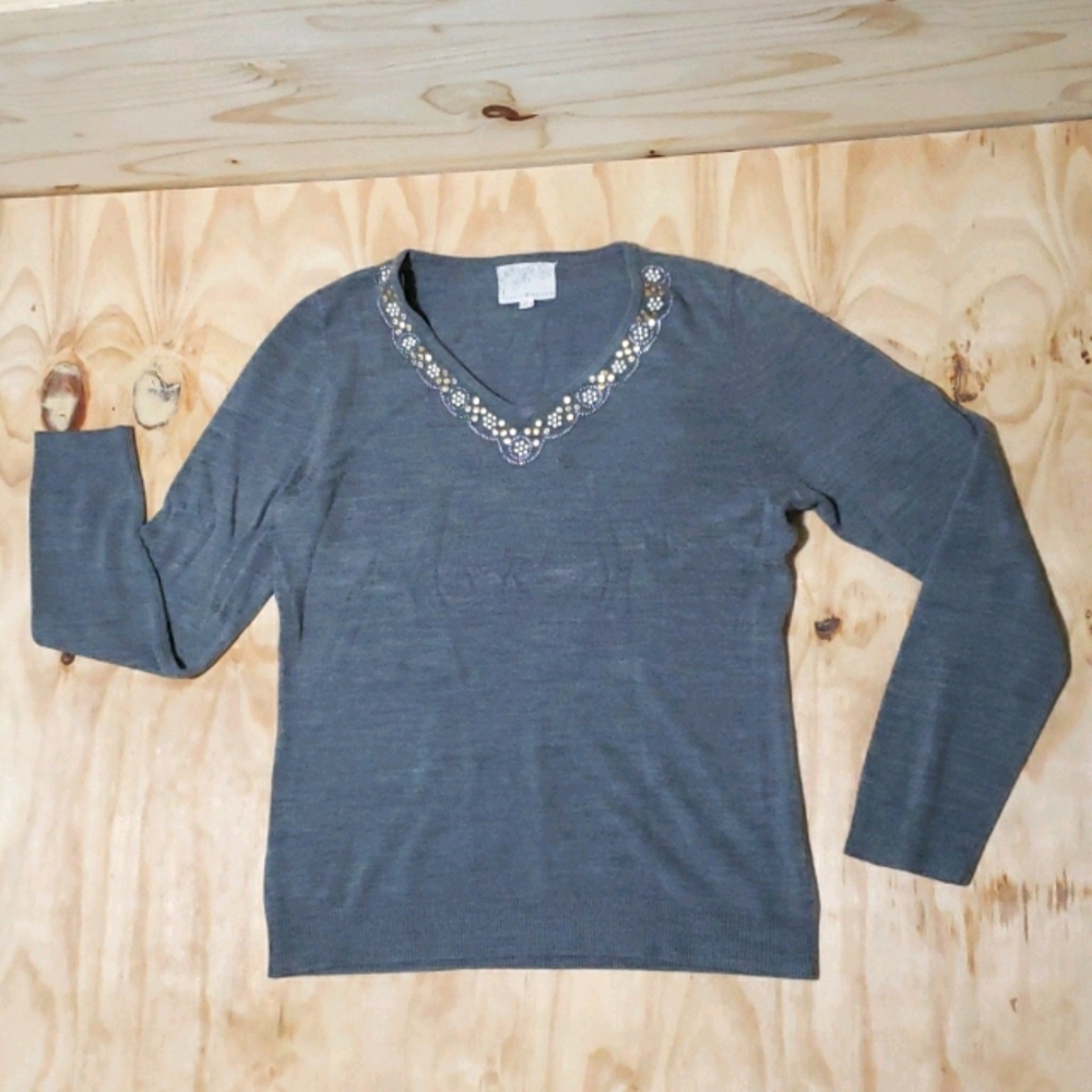 Embellished V-neck Sweater